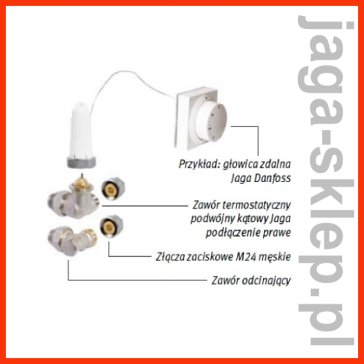 Jaga Zestaw podłączeniowy LOW-H2O do ściany M24 - Pod obudową i głowicą zdalną lub siłownikiem COLO.HW(L/R).